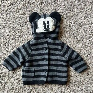 Baby Gap Disney Mickey Mouse Black Garter Hoodie Sweater 3-6 Months $40